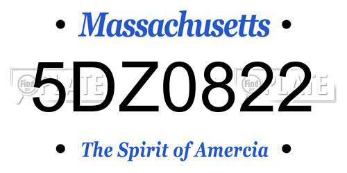 5DZ0822 Massachusetts License Plate