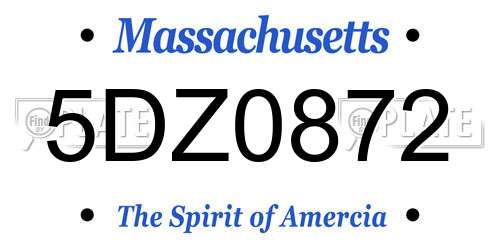 5DZ0872 Massachusetts License Plate