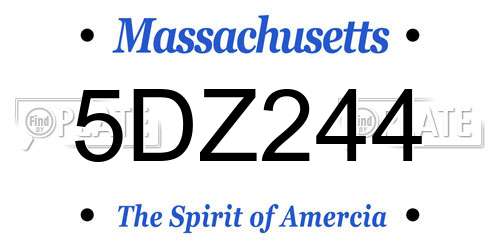 5DZ244 Massachusetts License Plate