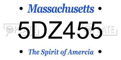 5DZ455 Massachusetts License Plate