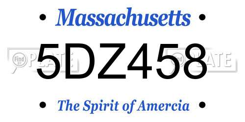 5DZ458 Massachusetts License Plate