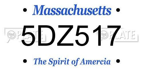 5DZ517 Massachusetts License Plate
