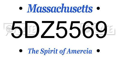 5DZ5569 Massachusetts License Plate