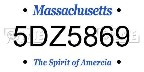5DZ5869 Massachusetts License Plate