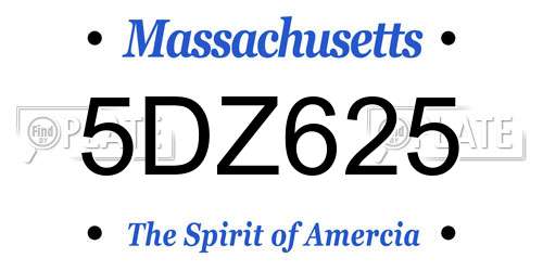 5DZ625 Massachusetts License Plate