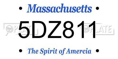 5DZ811 Massachusetts License Plate