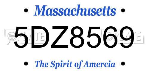 5DZ8569 Massachusetts License Plate