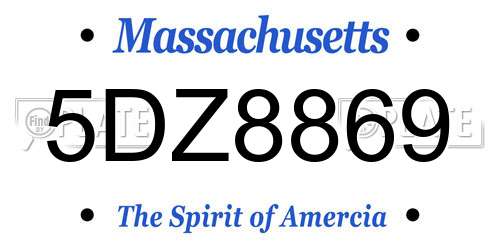 5DZ8869 Massachusetts License Plate
