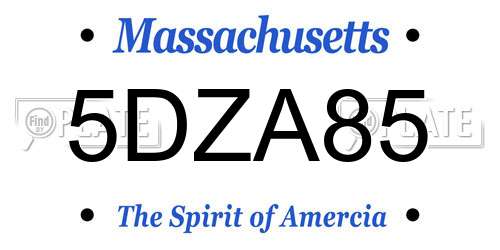 5DZA85 Massachusetts License Plate