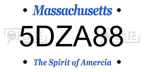 5DZA88 Massachusetts License Plate