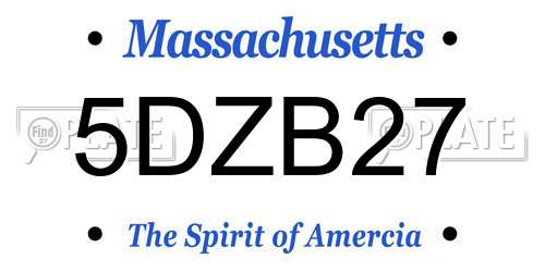 5DZB27 Massachusetts License Plate
