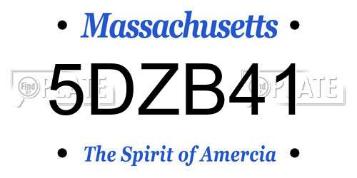 5DZB41 Massachusetts License Plate