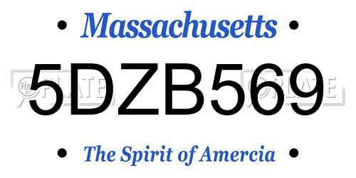 5DZB569 Massachusetts License Plate