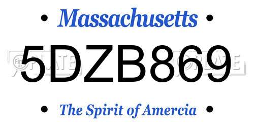 5DZB869 Massachusetts License Plate