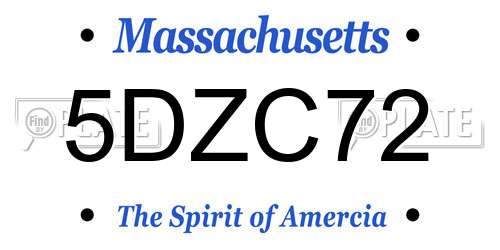 5DZC72 Massachusetts License Plate