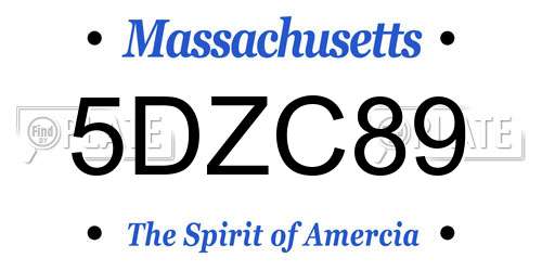 5DZC89 Massachusetts License Plate