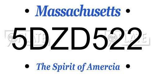 5DZD522 Massachusetts License Plate