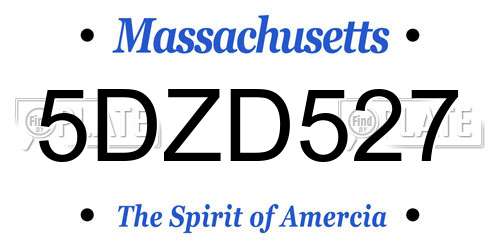 5DZD527 Massachusetts License Plate