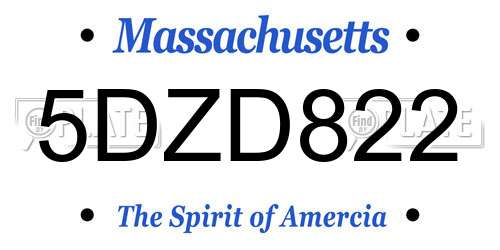5DZD822 Massachusetts License Plate
