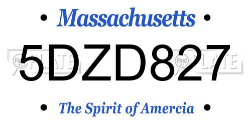 5DZD827 Massachusetts License Plate