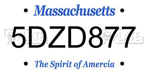 5DZD877 Massachusetts License Plate