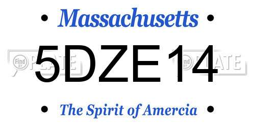 5DZE14 Massachusetts License Plate
