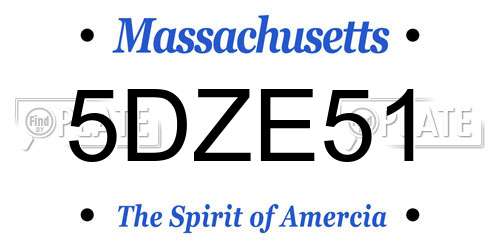 5DZE51 Massachusetts License Plate