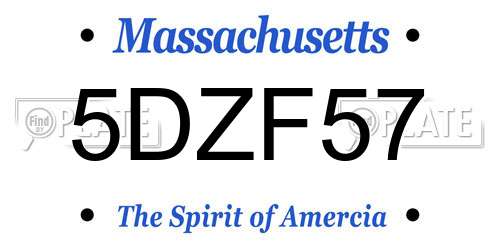 5DZF57 Massachusetts License Plate