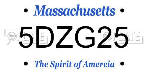 5DZG25 Massachusetts License Plate