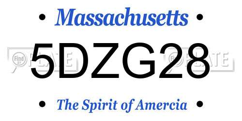 5DZG28 Massachusetts License Plate