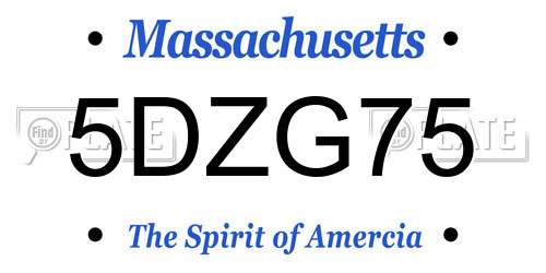 5DZG75 Massachusetts License Plate