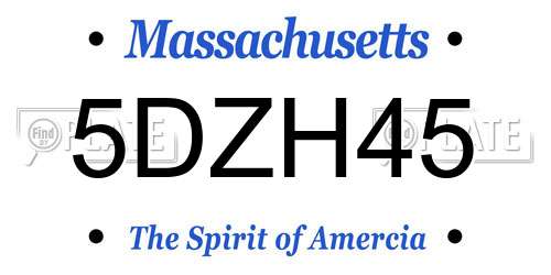 5DZH45 Massachusetts License Plate
