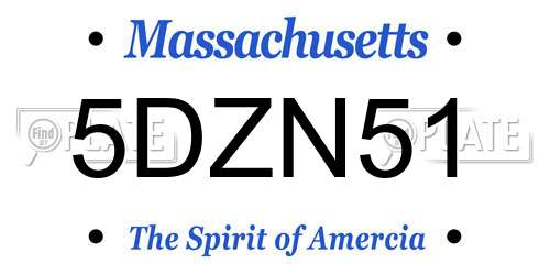 5DZN51 Massachusetts License Plate
