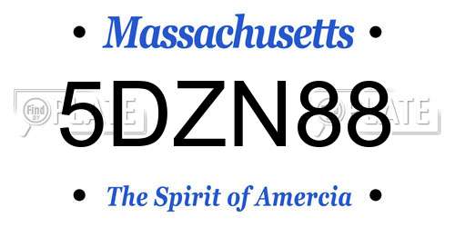 5DZN88 Massachusetts License Plate