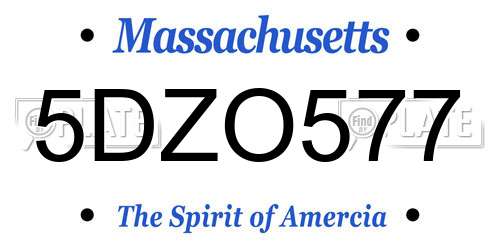 5DZO577 Massachusetts License Plate