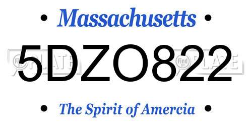 5DZO822 Massachusetts License Plate