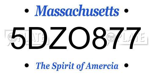 5DZO877 Massachusetts License Plate
