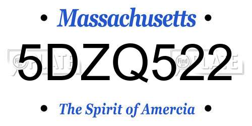 5DZQ522 Massachusetts License Plate