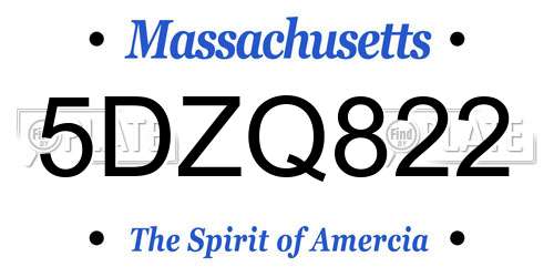 5DZQ822 Massachusetts License Plate