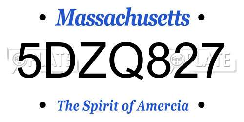 5DZQ827 Massachusetts License Plate