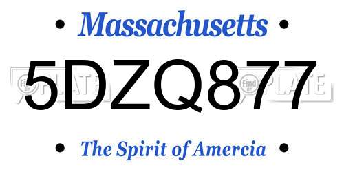 5DZQ877 Massachusetts License Plate