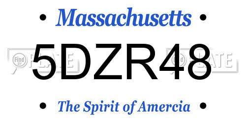 5DZR48 Massachusetts License Plate