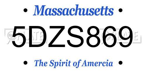 5DZS869 Massachusetts License Plate