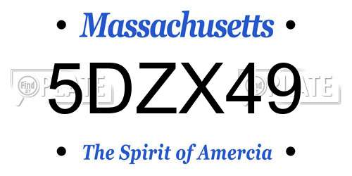 5DZX49 Massachusetts License Plate