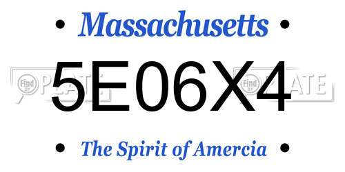 5E06X4 Massachusetts License Plate