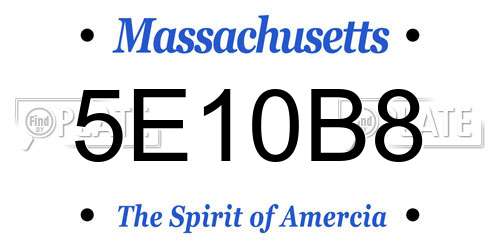 5E10B8 Massachusetts License Plate