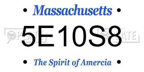 5E10S8 Massachusetts License Plate