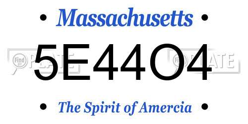 5E44O4 Massachusetts License Plate