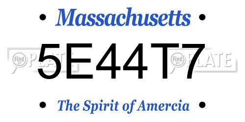 5E44T7 Massachusetts License Plate