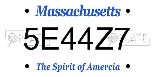 5E44Z7 Massachusetts License Plate